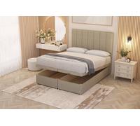 Somnior Austin Linen Fabric End Opening Ottoman Bed Set with Midnight Mattress in Beige | Size: King Somnior Beige King