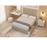 Somnior Austin Linen Fabric Midnight Pocket Sprung Divan Storage Bed with 4 Drawers & Headboard in Beige | Size: Double Somnior Beige Double