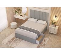 Somnior Austin Linen Fabric Midnight Pocket Sprung Divan Storage Bed with 4 Drawers & Headboard in Light Grey | Size: Small Double