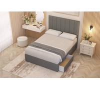 Somnior Austin Linen Fabric Midnight Pocket Sprung Divan Storage Bed With 4 Drawers & Headboard In Mid Grey Mid Grey