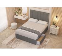 Somnior Austin Linen Fabric Midnight Pocket Sprung Divan Storage Bed with 4 Drawers & Headboard in Mid Grey | Size: Small Double Somnior Mid Grey Small Double