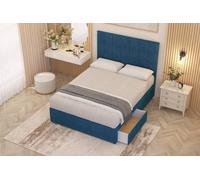 Somnior Austin Plush Velvet Divan Bed Set 2 Drawers With Midnight Pocket Spring Mattress And Headboard In Navy Navy