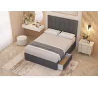 Somnior Austin Plush Velvet Divan Bed Set 2 Drawers with Midnight Pocket Spring Mattress & Headboard in Charcoal | Size: Small Single Somnior Charcoal Small Single