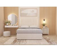 Somnior Austin Plush Velvet Divan Bed Set With Midnight Pocket Spring Mattress And Headboard In Ivory Ivory