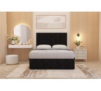 Somnior Austin Plush Velvet Divan Bed Set with Midnight Pocket Spring Mattress & Headboard in Black | Size: Super King Somnior Black Super King