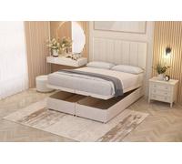 Somnior Austin Plush Velvet End Opening Ottoman Bed Set with Midnight Mattress in Ivory | Size: Small Single