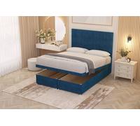 Somnior Austin Plush Velvet End Opening Ottoman Bed Set With Midnight Mattress In Navy Navy