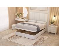 Somnior Austin Plush Velvet End Opening Ottoman Bed Set With Midnight Mattress In White White