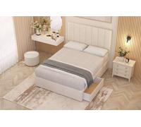 Somnior Austin Plush Velvet Midnight Pocket Sprung Divan Storage Bed With 4 Drawers & Headboard In Ivory Ivory