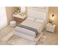 Somnior Austin Plush Velvet Midnight Pocket Sprung Divan Storage Bed with 4 Drawers & Headboard in White | Size: Double Somnior White Double