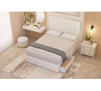 Somnior Austin Plush Velvet Midnight Pocket Sprung Divan Storage Bed with 4 Drawers & Headboard in White | Size: Double