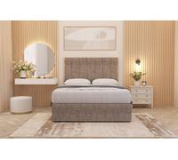Somnior Austin Tweed Fabric Divan Bed Set With Midnight Pocket Spring Mattress And Headboard In Brown Brown