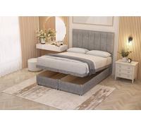 Somnior Austin Tweed Fabric End Opening Ottoman Bed Set With Midnight Mattress In Grey Grey