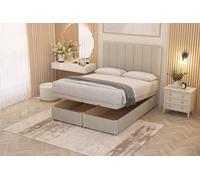 Somnior Austin Tweed Fabric End Opening Ottoman Bed Set With Midnight Mattress In Natural Natural