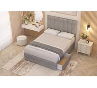 Somnior Austin Tweed Fabric Midnight Pocket Sprung Divan Storage Bed with 4 Drawers & Headboard in Grey | Size: Small Double Somnior Grey Small Double