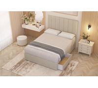 Somnior Austin Tweed Fabric Midnight Pocket Sprung Divan Storage Bed with 4 Drawers & Headboard in Natural | Size: Small Double Somnior Natural Small Double