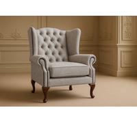 Somnior Beds Classic Chesterfield Armchair With Scrolled Arms In Silver Dapple Fabric - Handcrafted In Uk