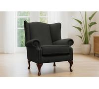 Somnior Beds Eden Wingback Accent Armchair Charcoal Sherpa Fabric - Handcrafted In The Uk
