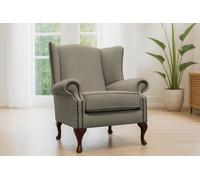 Somnior Beds Eden Wingback Accent Armchair Stone Sherpa Fabric - Handcrafted In The Uk