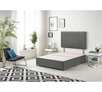 Somnior Beds Platinum Divan Bed Base With 30" Headboard - Linen Fabric, Grey, 3Ft Single