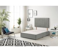 Somnior Beds Platinum Divan Bed Base With 30" Headboard - Linen Fabric, Silver, 2Ft6 Small Single