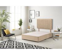 Somnior Beds Platinum Divan Bed Base With 30" Headboard - Plush Velvet, Beige, 4Ft6 Double