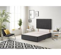 Somnior Beds Platinum Divan Bed Base With 30" Headboard - Plush Velvet, Black, 3Ft Single