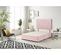 Somnior Beds Platinum Divan Bed Base With 30" Headboard - Plush Velvet, Pink, 4Ft Small Double