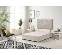 Somnior Beds Platinum Divan Bed Base With 30" Headboard - Plush Velvet, Silver, 3Ft Single