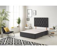 Somnior Beds Premier 3Ft Single Divan Bed Base With 30" Tufted Headboard - Plush Velvet,