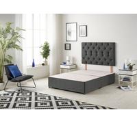 Somnior Beds Premier 3Ft Single Divan Bed Base With 30" Tufted Headboard - Tweed Fabric, Charcoal
