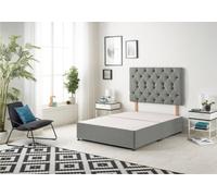 Somnior Beds Premier 4Ft Small Double Divan Bed Base With 30" Tufted Headboard - Linen Fabric, Silver