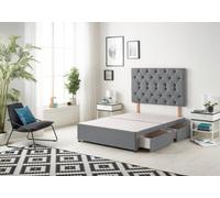 Somnior Beds Premier 5Ft King Divan Bed Base With 30" Tufted Headboard - Plush Velvet, Charcoal - 2 Drawer