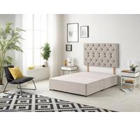 Somnior Beds Premier 6Ft Super King Divan Bed Base With 30" Tufted Headboard - Plush Velvet, Silver