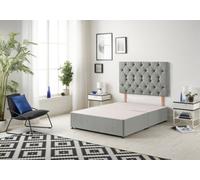 Somnior Beds Premier 6Ft Super King Divan Bed Base With 30" Tufted Headboard - Tweed Fabric, Grey