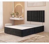 Somnior Beds Somnior Alexas Plush Velvet 2Ft6 Small Single Divan Bed Base With Upholstered Headboard Black