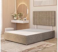 Somnior Beds Somnior Alexas Plush Velvet 2Ft6 Small Single Divan Bed Base With Upholstered Headboard Beige