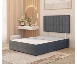 Somnior Beds Somnior Alexas Plush Velvet 2Ft6 Small Single Divan Bed Base With Upholstered Headboard Silver