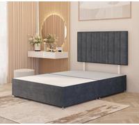 Somnior Beds Somnior Alexas Plush Velvet 3Ft Single Divan Bed Base With Upholstered Headboard Charcoal