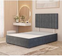 Somnior Beds Somnior Alexas Plush Velvet 4Ft6 Double Divan Bed Base With Upholstered Headboard Silver