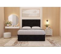 Somnior Beds Somnior Chambery Black Plush Hybrid Pocket Sprung Orthopaedic Divan Bed Set With Upholstered Headboard