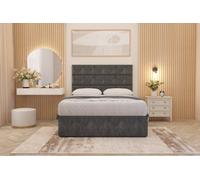 Somnior Beds Somnior Chambery Charcoal Tweed Hybrid Pocket Sprung Orthopaedic Divan Bed Set With Upholstered Headboard