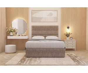 Somnior Beds Somnior Chambery Coffee Tweed Hybrid Pocket Sprung Orthopaedic Divan Bed Set With Upholstered Headboard