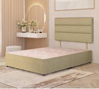 Somnior Beds Somnior Chambery Linen Fabric 4Ft Small Double Divan Bed Base With Upholstered Headboard Beige
