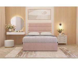 Somnior Beds Somnior Chambery Pink Plush Hybrid Pocket Sprung Orthopaedic Divan Bed Set With Upholstered Headboard