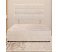 Somnior Beds Somnior Chambery Plush Velvet 5Ft King Divan Bed Base With Upholstered Headboard Ivory