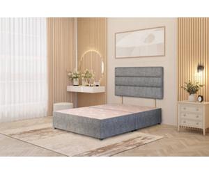 Somnior Beds Somnior Chambery Tweed Fabric 2Ft6 Small Single Divan Bed Base With Upholstered Headboard Grey