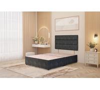 Somnior Beds Somnior Chambery Tweed Fabric 4Ft6 Double Divan Bed Base With Upholstered Headboard Charcoal