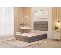 Somnior Beds Somnior Chambery Tweed Fabric 4Ft6 Double Divan Bed Base With Upholstered Headboard Coffee