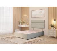 Somnior Beds Somnior Chambery Tweed Fabric 4Ft6 Double Divan Bed Base With Upholstered Headboard Natural